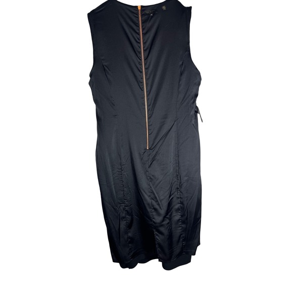 Ted Baker Tarala Black Ribbed Bodycon Sheath Midi Dress Rose Gold Zip Size 10/12 - Picture 10 of 11